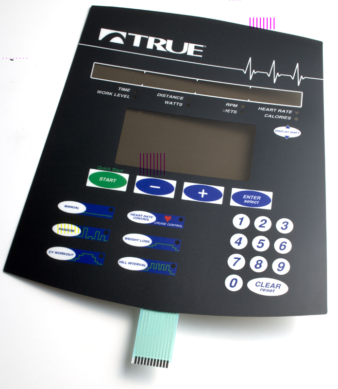 Flat Membrane Switch panel for Fitness Equipment